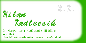 milan kadlecsik business card